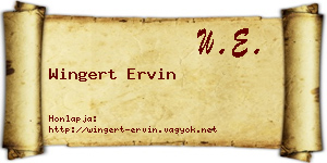 Wingert Ervin névjegykártya